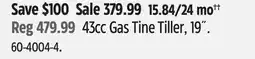 Canadian Tire 43cc Gas Tine Tiller offer