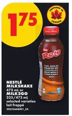 No Frills NESTLÉ MILKSHAKE, 473 mL or MILK2GO, 325 offer
