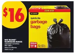 No Frills NO NAME GARBAGE BAGS, 50-100's offer