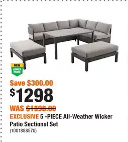 Home Depot EXCLUSIVE 5 -PIECE All-Weather Wicker Patio Sectional Set offer