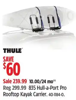 Canadian Tire THULE 835 Hull-a-Port Pro Rooftop Kayak Carrier offer