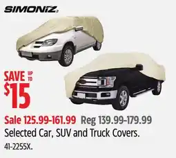 Canadian Tire Selected Car, SUV and Truck Covers offer