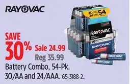 Canadian Tire Rayovac Battery Combo, 54-Pk offer