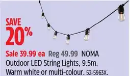Canadian Tire NOMA Outdoor LED String Lights, 9.5m offer