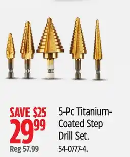Canadian Tire Mastercraft 5-Pc Titanium-Coated Step Drill Set offer