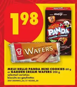 No Frills MEIJI HELLO PANDA MINI COOKIES 60 g or GARDEN CREAM WAFERS 200 g offer