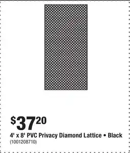 Home Depot 4' x 8' PVC Privacy Diamond Lattice • Black offer