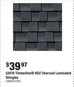 Home Depot GAF Timberline HDZ Charcoal Laminated Shingles offer