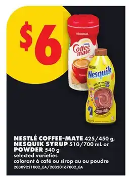 No Frills NESTLÉ COFFEE-MATE 425/450 g, NESQUIK SYRUP 510/700 mL or POWDER offer