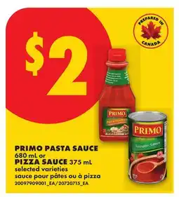 No Frills PRIMO PASTA SAUCE 680 mL or PIZZA SAUCE 375 mL offer