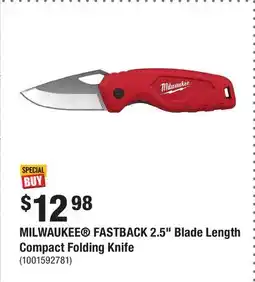 Home Depot MILWAUKEE FASTBACK 2.5 Blade Length Compact Folding Knife offer