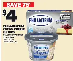 Loblaws PHILADELPHIA CREAM CHEESE OR DIPS, 227/250 G offer
