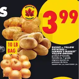 No Frills RUSSET or YELLOW POTATOES or FARMER'S MARKET YELLOW ONIONS, 10 LB BAG offer