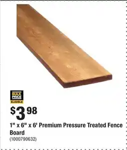 Home Depot 1 x 6 x 6' Premium Pressure Treated Fence Board offer