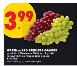 No Frills GREEN or RED SEEDLESS GRAPES offer