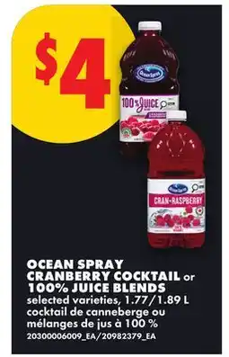 No Frills OCEAN SPRAY CRANBERRY COCKTAIL or 100% JUICE BLENDS offer