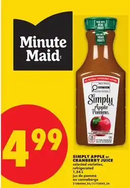 No Frills SIMPLY APPLE or CRANBERRY JUICE offer