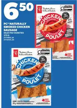 Loblaws PC NATURALLY SMOKED CHICKEN SAUSAGE offer