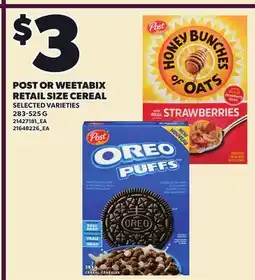 Loblaws POST OR WEETABIX RETAIL SIZE CEREAL offer