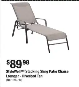 Home Depot StyleWell Stacking Sling Patio Chaise Lounger - Riverbed Tan offer