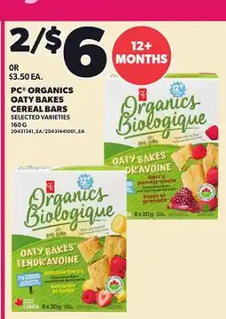Loblaws PC ORGANICS OATY BAKES CEREAL BARS offer