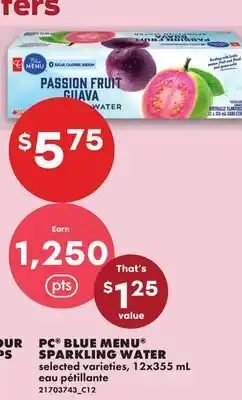 No Frills PC BLUE MENU SPARKLING WATER offer