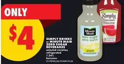 No Frills SIMPLY DRINKS or MINUTE MAID ZERO SUGAR BEVERAGES offer