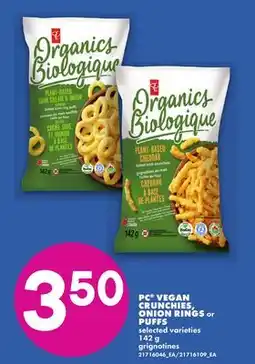 No Frills PC VEGAN CRUNCHIES, ONION RINGS or PUFFS offer