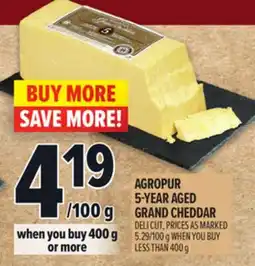 Metro AGROPUR 5-YEAR AGED GRAND CHEDDAR offer
