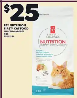 Loblaws PC NUTRITION FIRST CAT FOOD offer