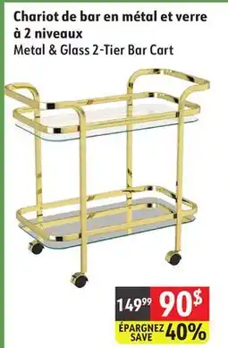 Sushi Shop Metal & Glass 2-Tier Bar Cart offer