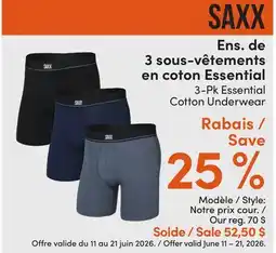 L'équipeur Ens. de 3 sous-vêtements en coton Essential offer