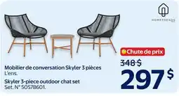 Walmart Hometrends Skyler 3-piece outdoor chat set offer