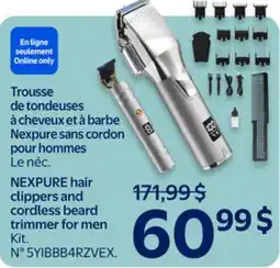 Walmart NEXPURE hair dippers and cordless beard trimmer for men offer