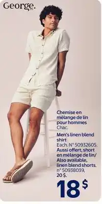 Walmart Men's linen blend shirt offer