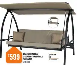 Canac Black and beige 3-Seater Convertible Swing Bed offer