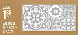 Canac Valencia Floor Adhesive tiles 12in x 24 in offer