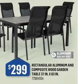 Canac Rectangular Aluminum and Composite Wood Garden Table 37in.x63in offer