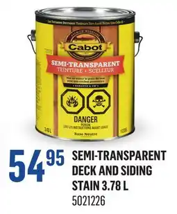Canac Semi-Transparent Deck and Siding Stain 3.78L t Matte Black 3.6L offer