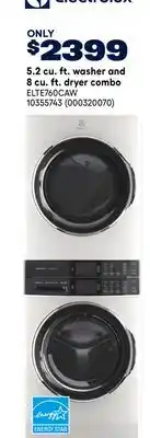 RONA Electrolux 5.2 cu. ft. washer and 8 cu. ft. dryer combo offer