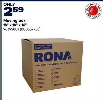 RONA Moving box 18 x 18 x 16 offer