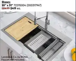 RONA All LANDON & CO. stainless steel kitchen sinks, 20 x 31 offer