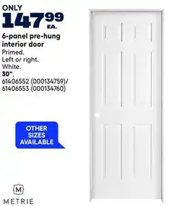 RONA 6-panel pre-hung interior door, 30 offer