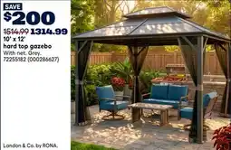 RONA Landon & Co. 10' x 12' hard top gazebo on gazebo With net. Grey offer