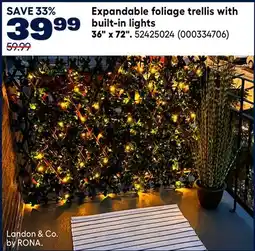 RONA 36 x 72 Expandable foliage trellis with built-in lights offer