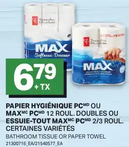 L'Intermarché PAPIER HYGIÉNIQUE OU MAX 12 ROUL. DOUBLES OU ESSUIE-TOUT MAX | BATHROOM TISSUE OR PAPER TOWEL offer