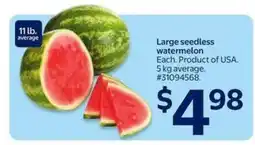 Walmart Large Seedless Watermelon offer