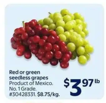 Walmart RED OR GREEN SEEDLESS GRAPES offer