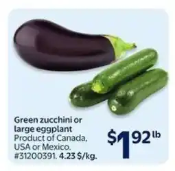 Walmart Green zucchini or large eggplant offer