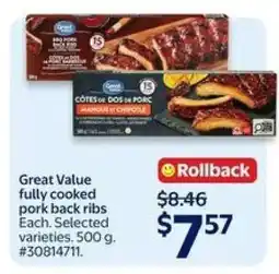 Walmart Great Value Fully Cooked Pork Back Ribs offer